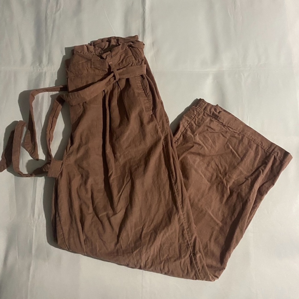 American Eagle Outfitters Corduroy Paperbag Waist Straight Leg Lightweight Pants